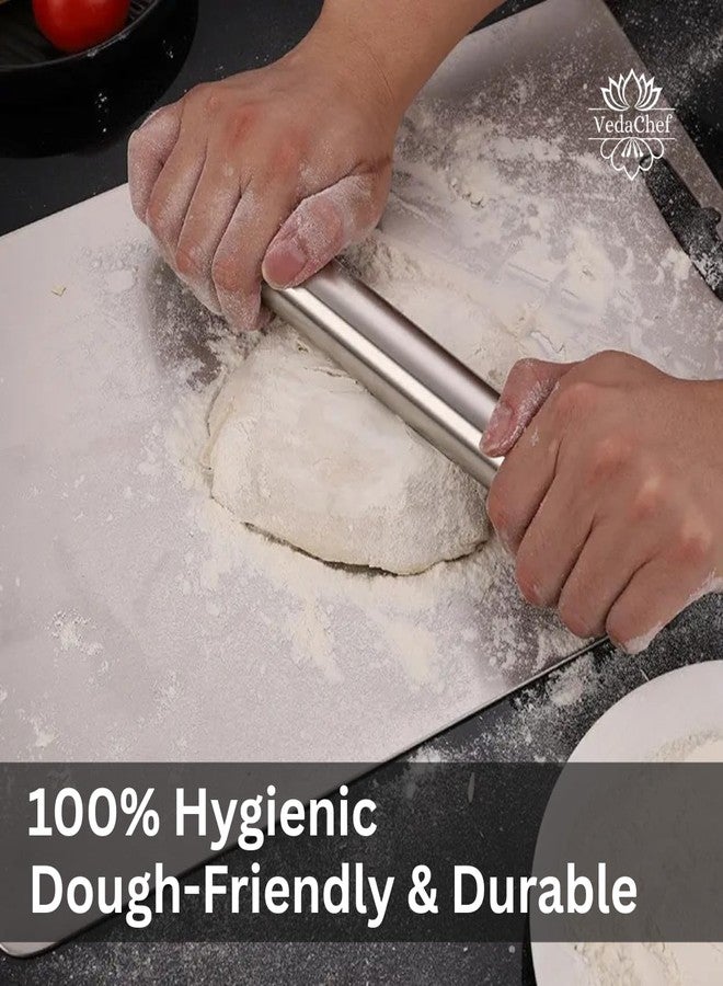 VedaChef لوح تقطيع فيدا شيف مصنوع من الفولاذ المقاوم للصدأ بنسبة 100%، مقاس كبير - لوح تقطيع خضراوات فاخر ومتين، لوح تقطيع متعدد الأغراض للمطبخ، مقاوم للبقع (مقاس كبير) - Image 5